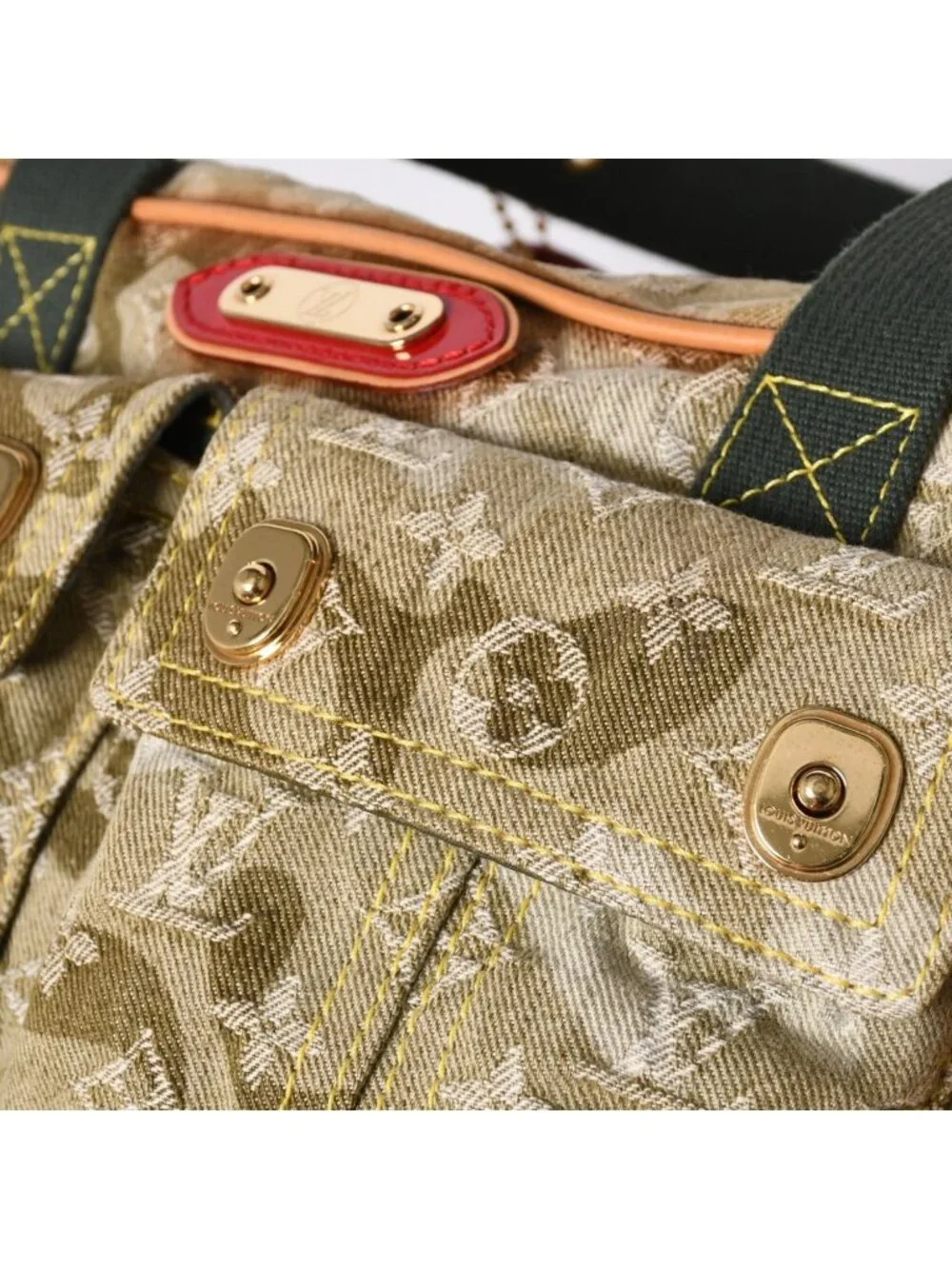 Louis Vuitton Monogram Moflage Denim Jasmine Handbag Khaki Takashi Murakami